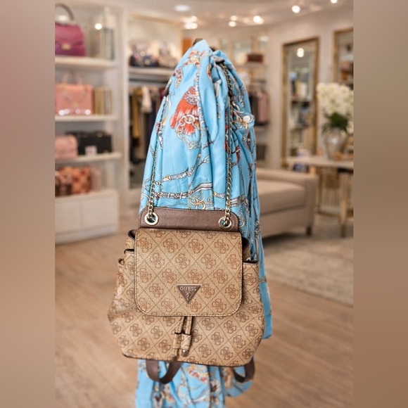 Guess Handbags - Guess Beige and Brown Women's Backpack